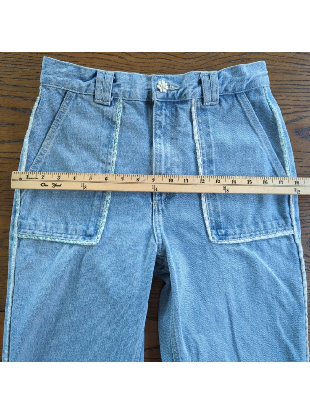 Zara Women's Jeans sz 6 / 28 blue Jeans High Rise Tweed Trim Straight Leg - Picture 11 of 13